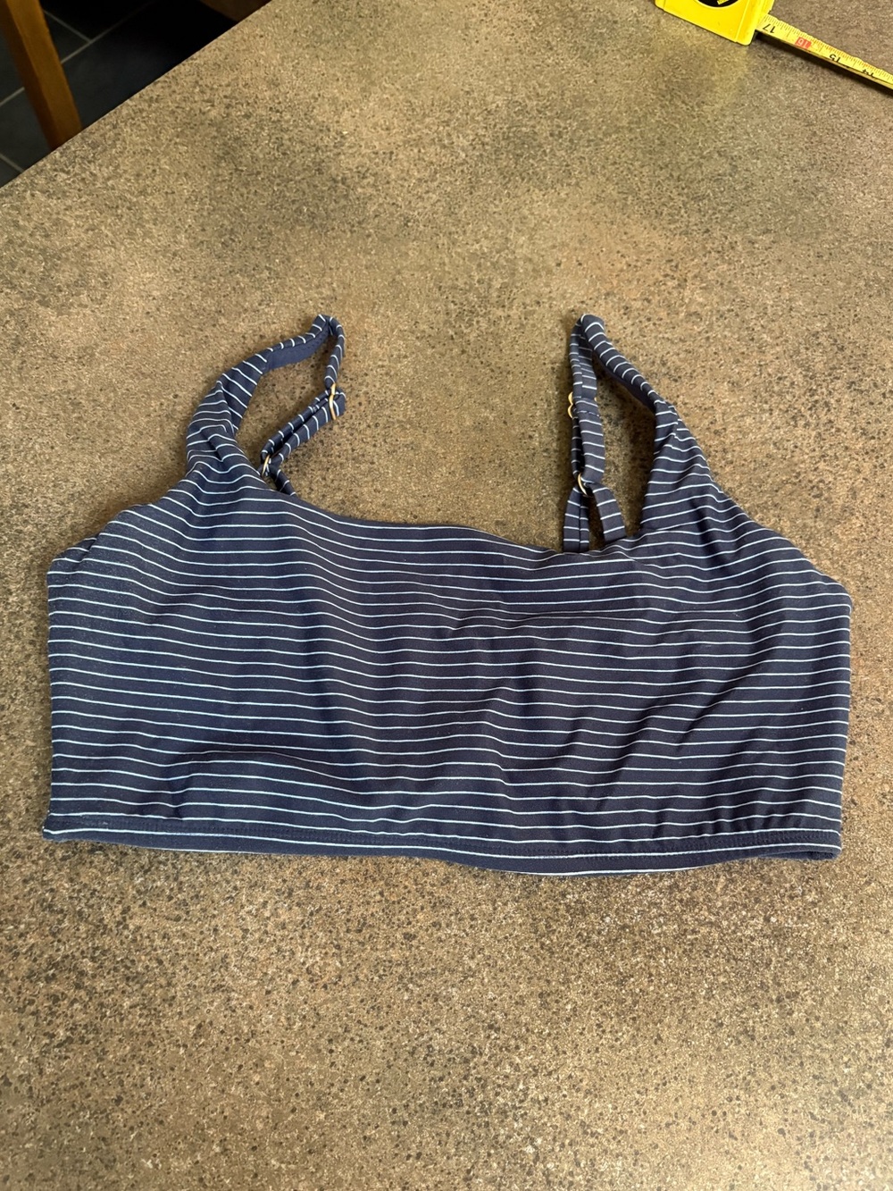 Carve Designs adjustable swim top -  Medium, D/DD  Navy with blue stripes